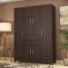 Conjunto Guarda Roupa 6 Portas e Cabeceira Lux Cafe Touch