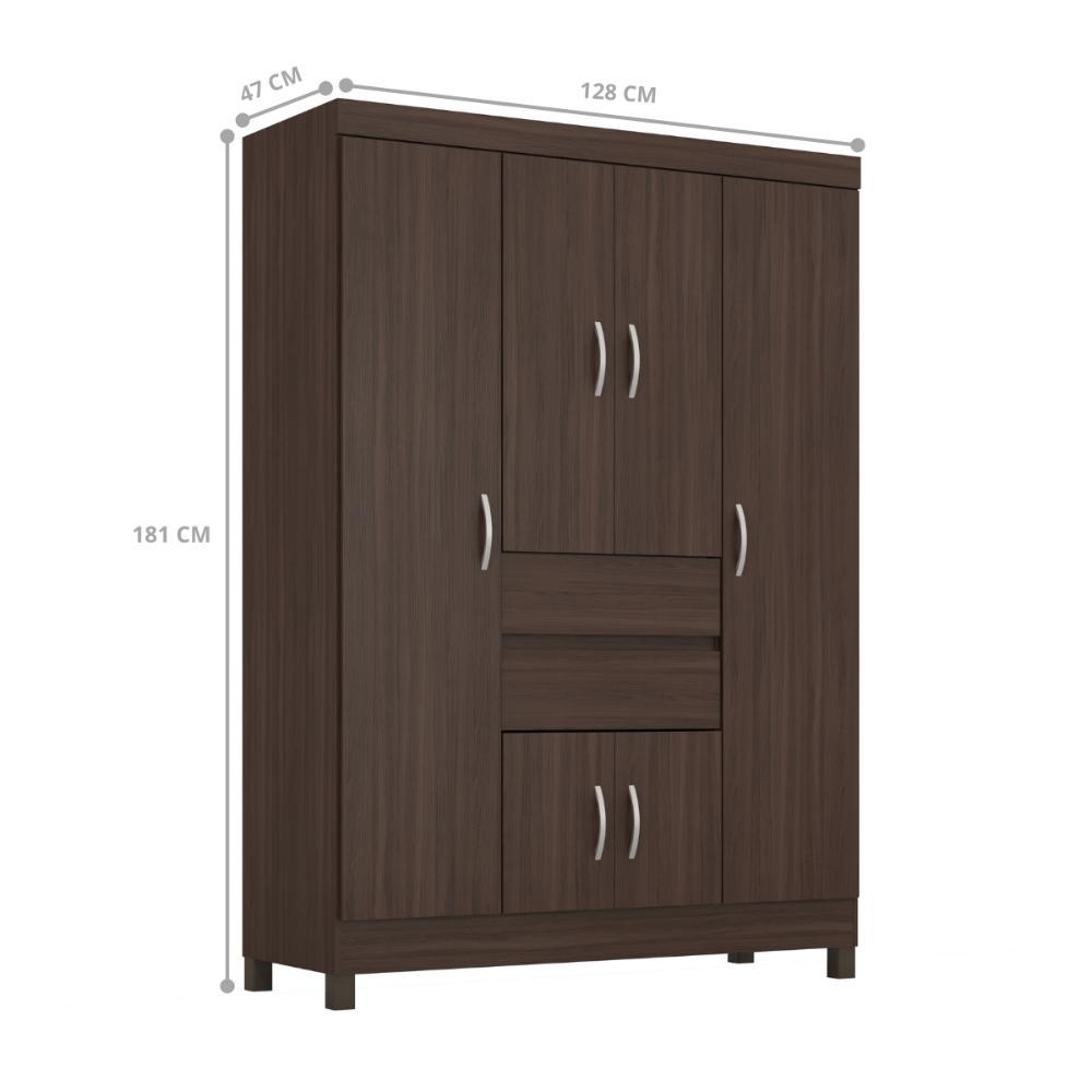 Conjunto Guarda Roupa 6 Portas e Cabeceira Lux Cafe Touch