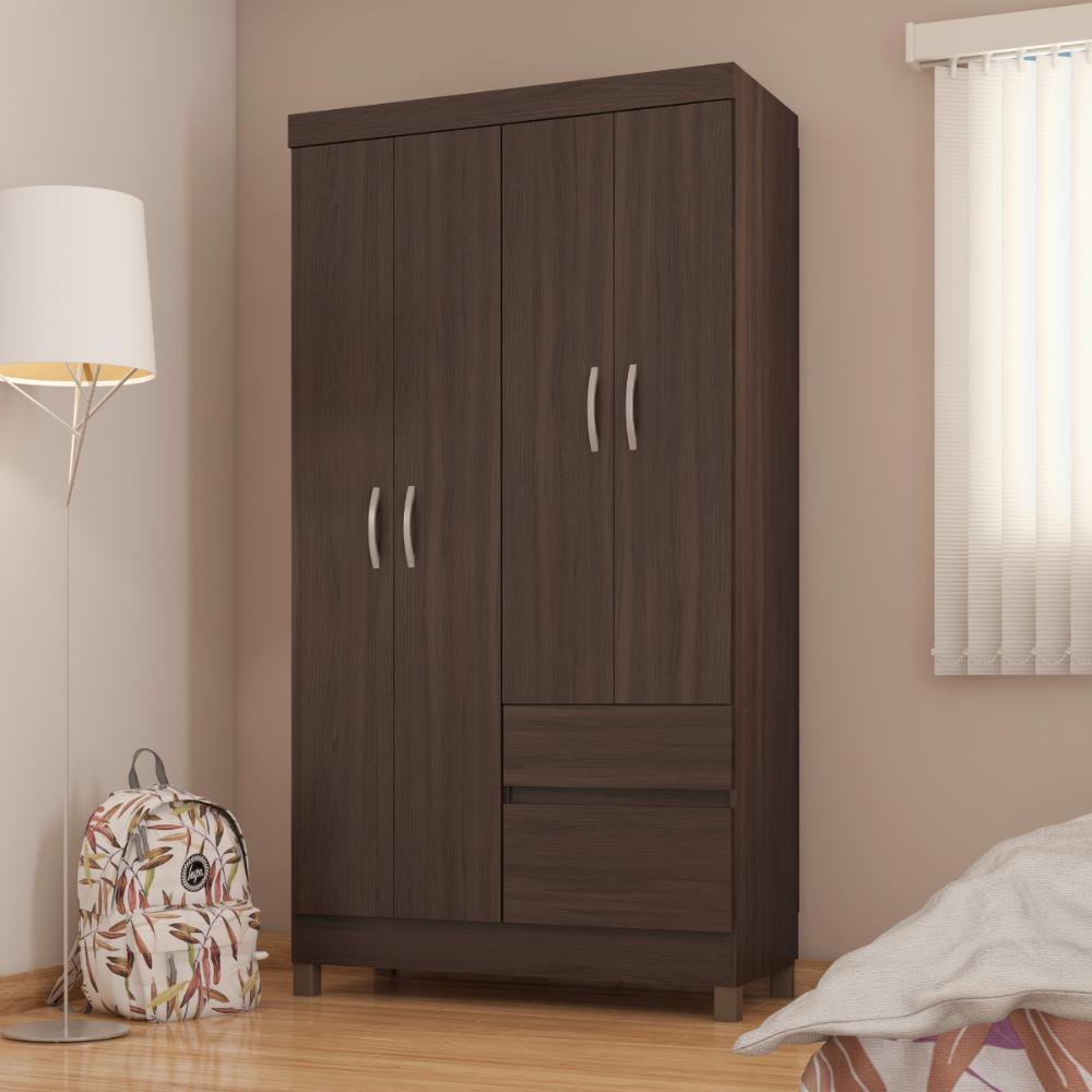 Conjunto Guarda Roupa 6 Portas e Cabeceira Serena Cafe Touch