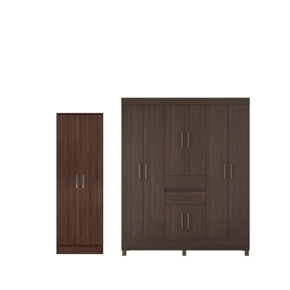 Conjunto Guarda Roupa 8 Portas e Sapateira Essen Cafe Touch