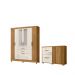 Conjunto Guarda Roupa Espelho e Comoda Fuji Freijo Off White