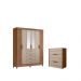 Conjunto Guarda Roupa Espelho e Comoda Lins Freijo Off White