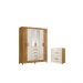 Conjunto Guarda Roupa Espelho e Comoda Lins Freijo Off White