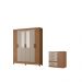 Conjunto Guarda Roupa Espelho e Comoda Luz Carvalho Fendi