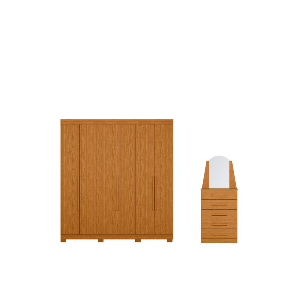 Conjunto Guarda Roupa e Cômoda Luidi Cinamomo