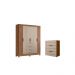 Conjunto Guarda Roupa e Comoda Caribe Carvalho Fendi