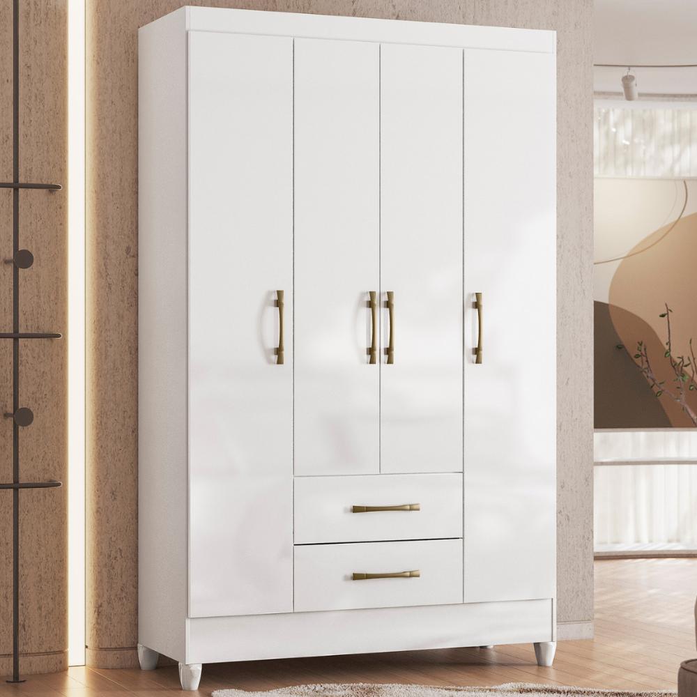 Conjunto Guarda Roupa e Comoda Lotus Branco