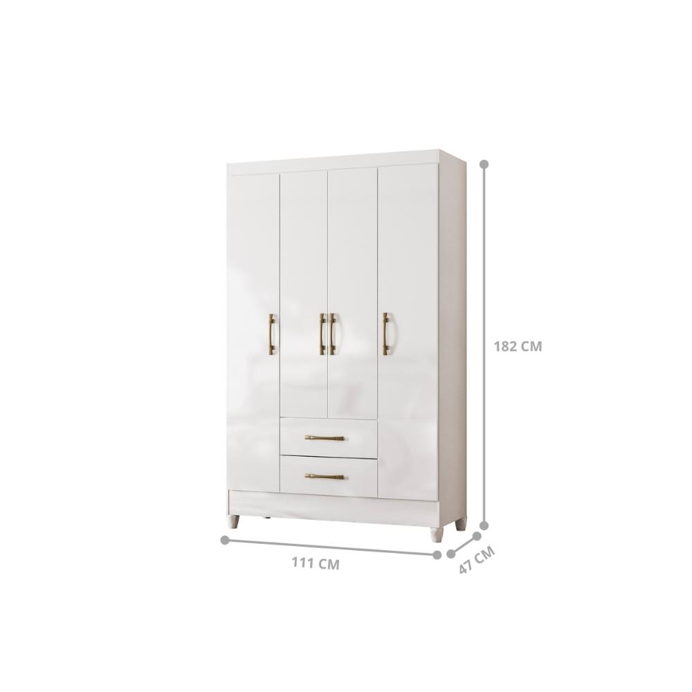 Conjunto Guarda Roupa e Comoda Lotus Branco
