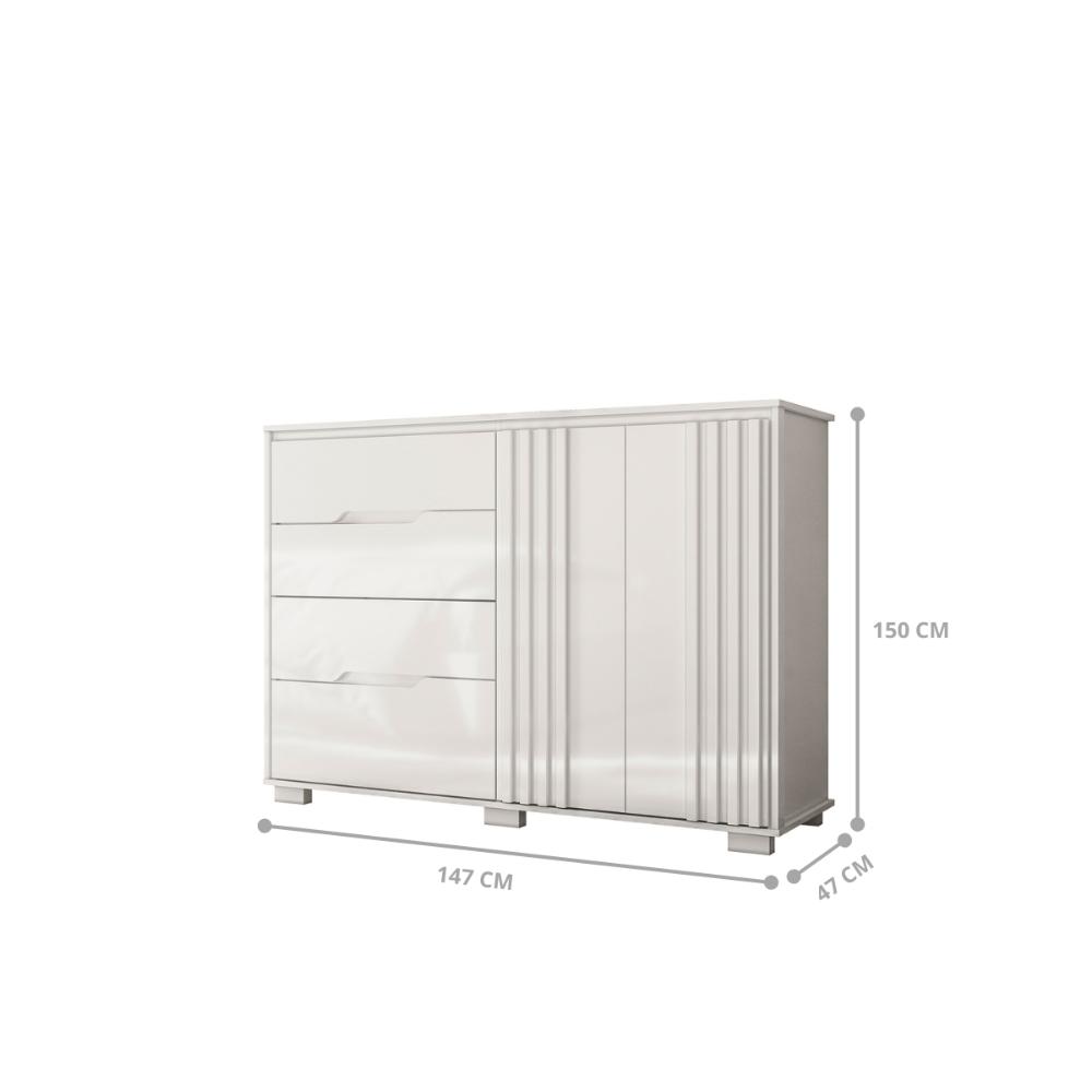Conjunto Guarda Roupa e Comoda Lotus Branco