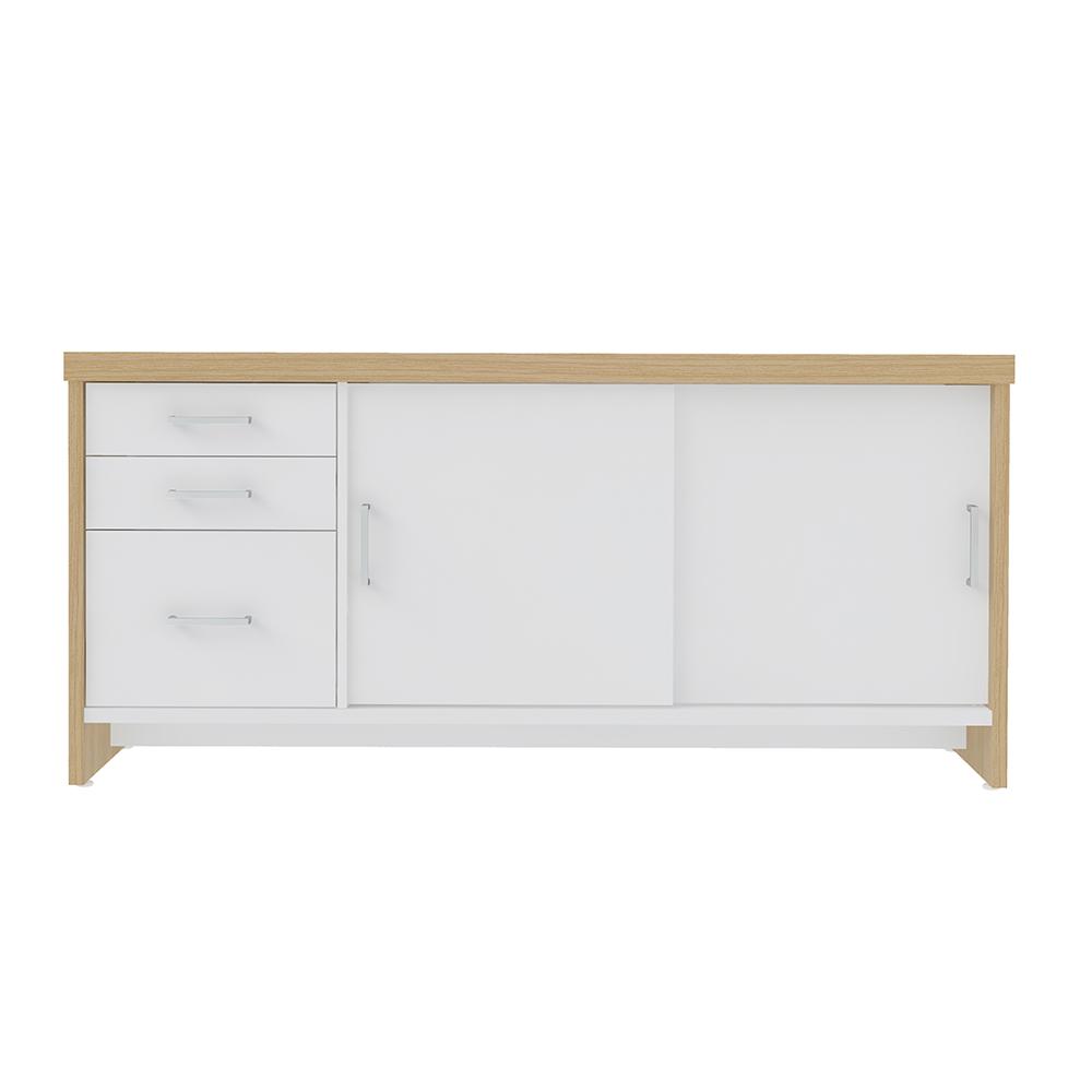 Conjunto Mesa Executiva e Balcão Rotherham Carvalho Branco