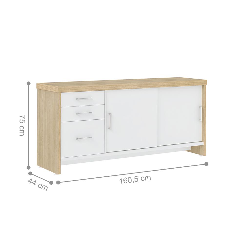 Conjunto Mesa Executiva e Balcão Rotherham Carvalho Branco