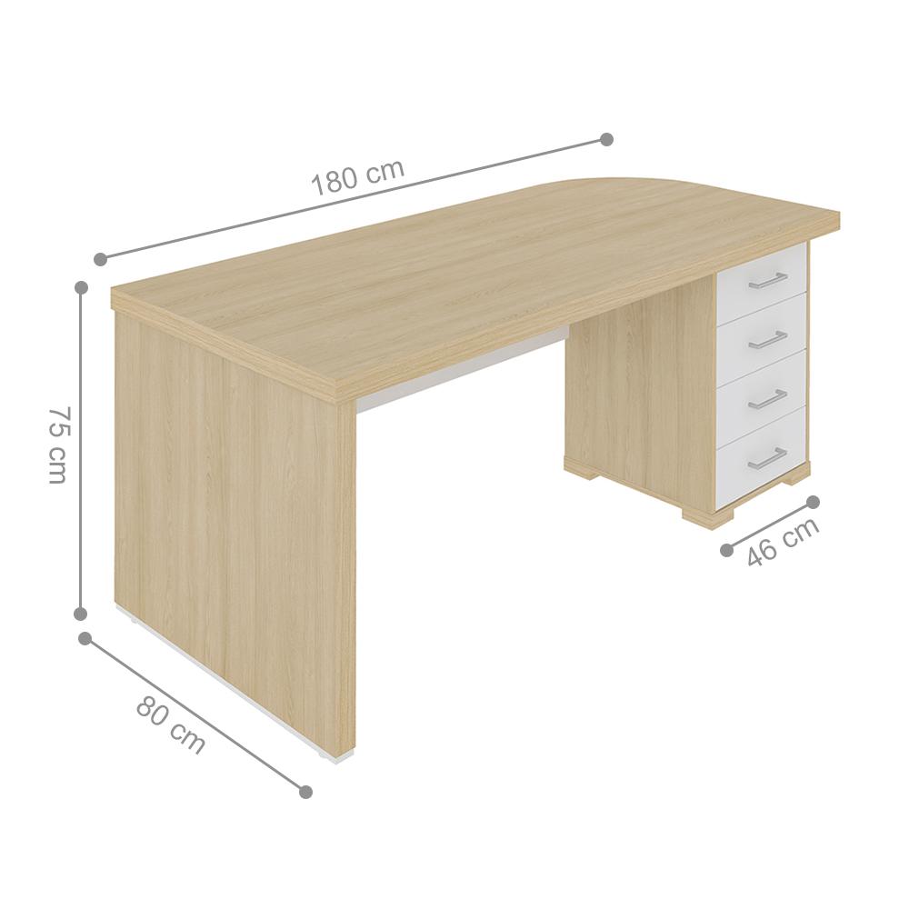 Conjunto Mesa Executiva e Balcão Rotherham Carvalho Branco
