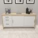 Conjunto Mesa Executiva e Balcão Rotherham Carvalho Branco