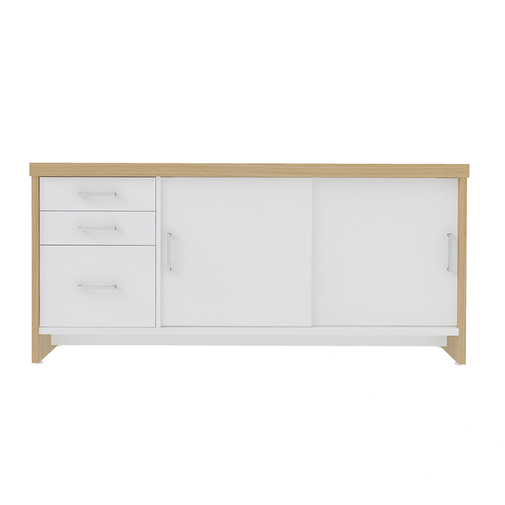 Conjunto Mesa Executiva e Balcão Watford Carvalho Branco