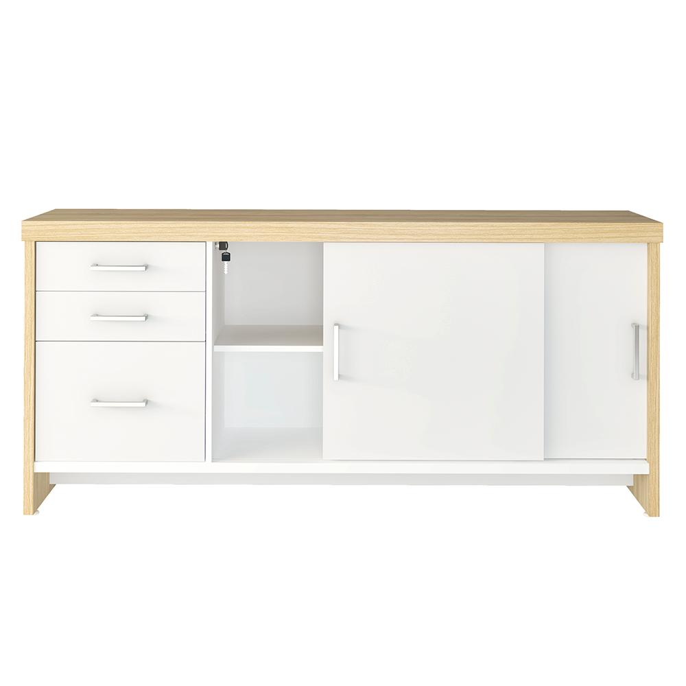 Conjunto Mesa Executiva e Balcão Wycombe Carvalho Branco