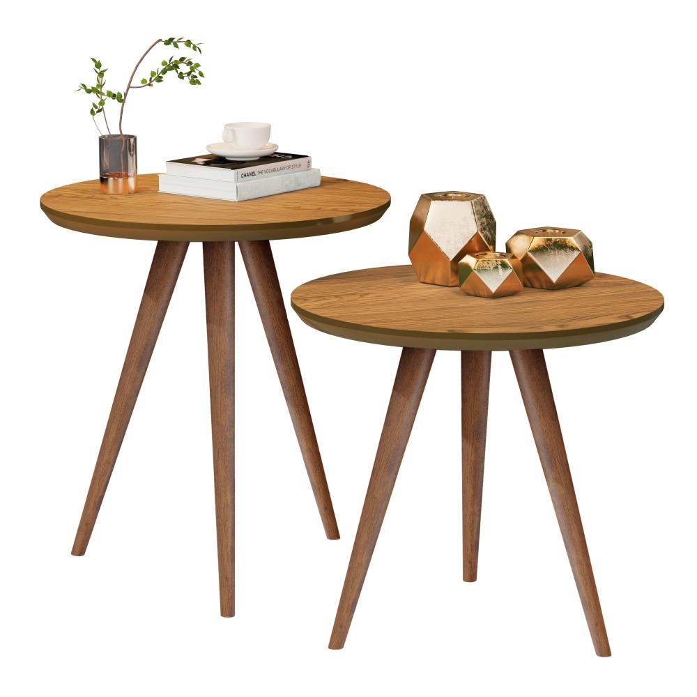Conjunto Mesa Lateral Sofá Sala Pés Palito