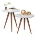 Conjunto Mesa Lateral Sofá Sala Pés Palito Branco