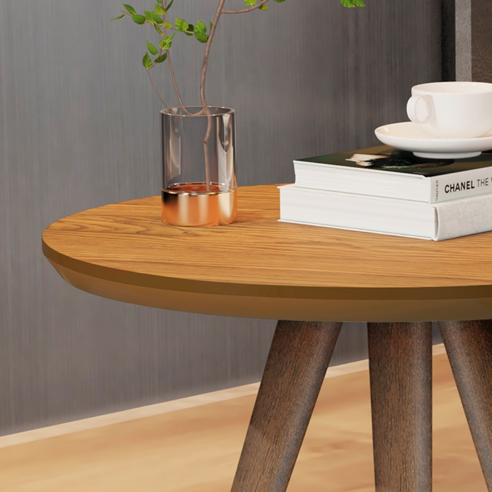 Conjunto Mesa Lateral Sofá Sala Pés Palito Freijó
