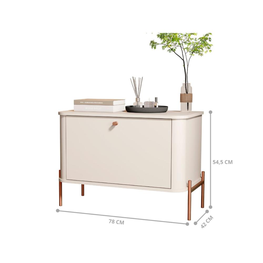 Conjunto Mesa de Cabeceira Albania Off White Bronze