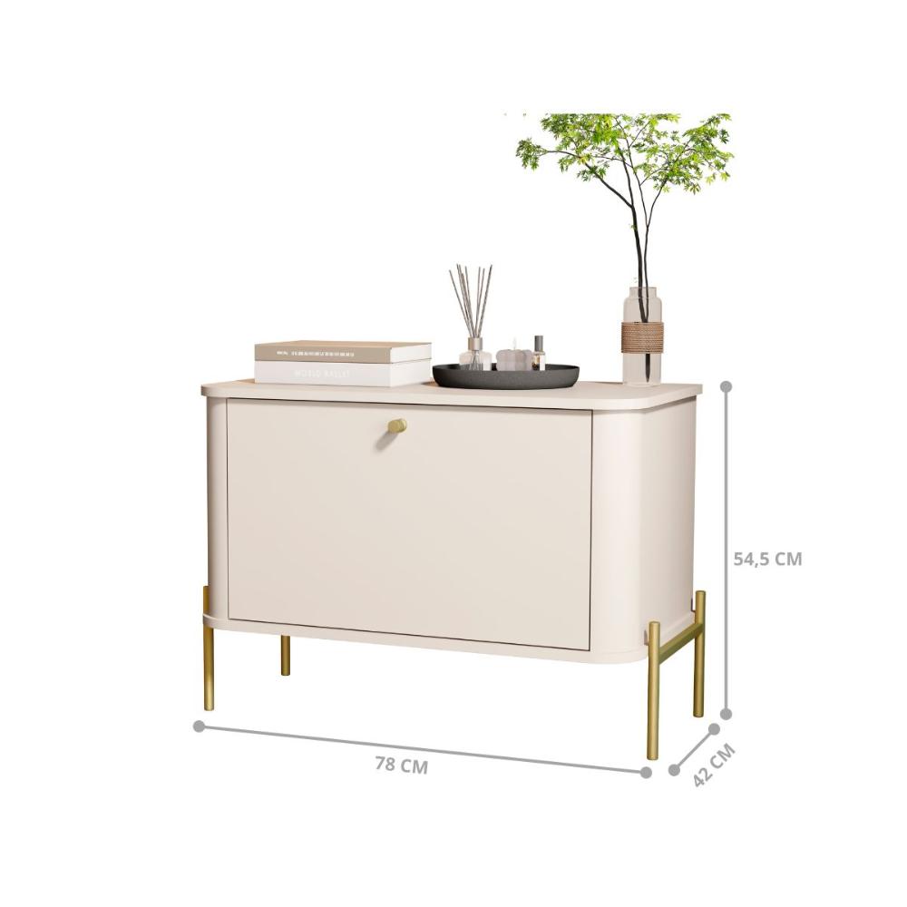 Conjunto Mesa de Cabeceira Albania Off White Dourado