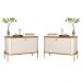 Conjunto Mesa de Cabeceira Albania Off White Nature Dourado