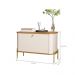 Conjunto Mesa de Cabeceira Albania Off White Nature Dourado