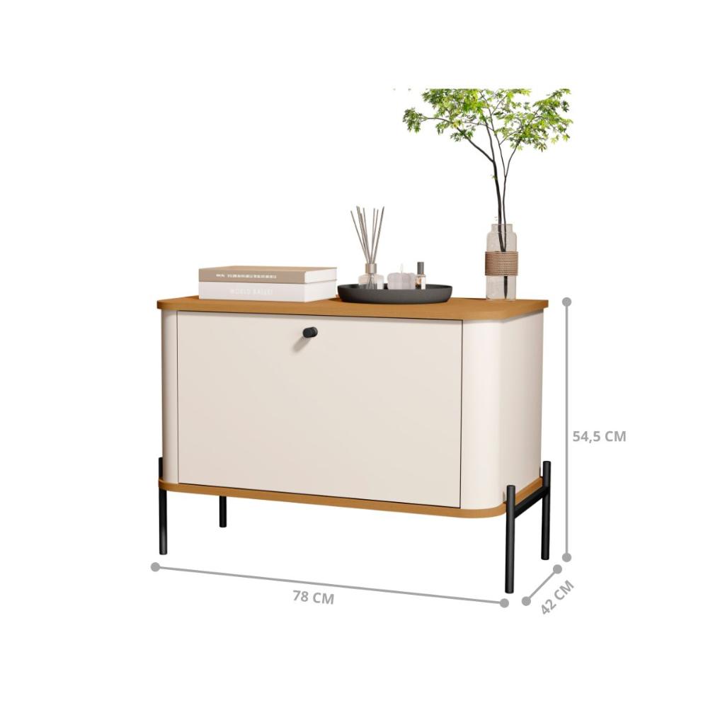 Conjunto Mesa de Cabeceira Albania Off White Nature Preto