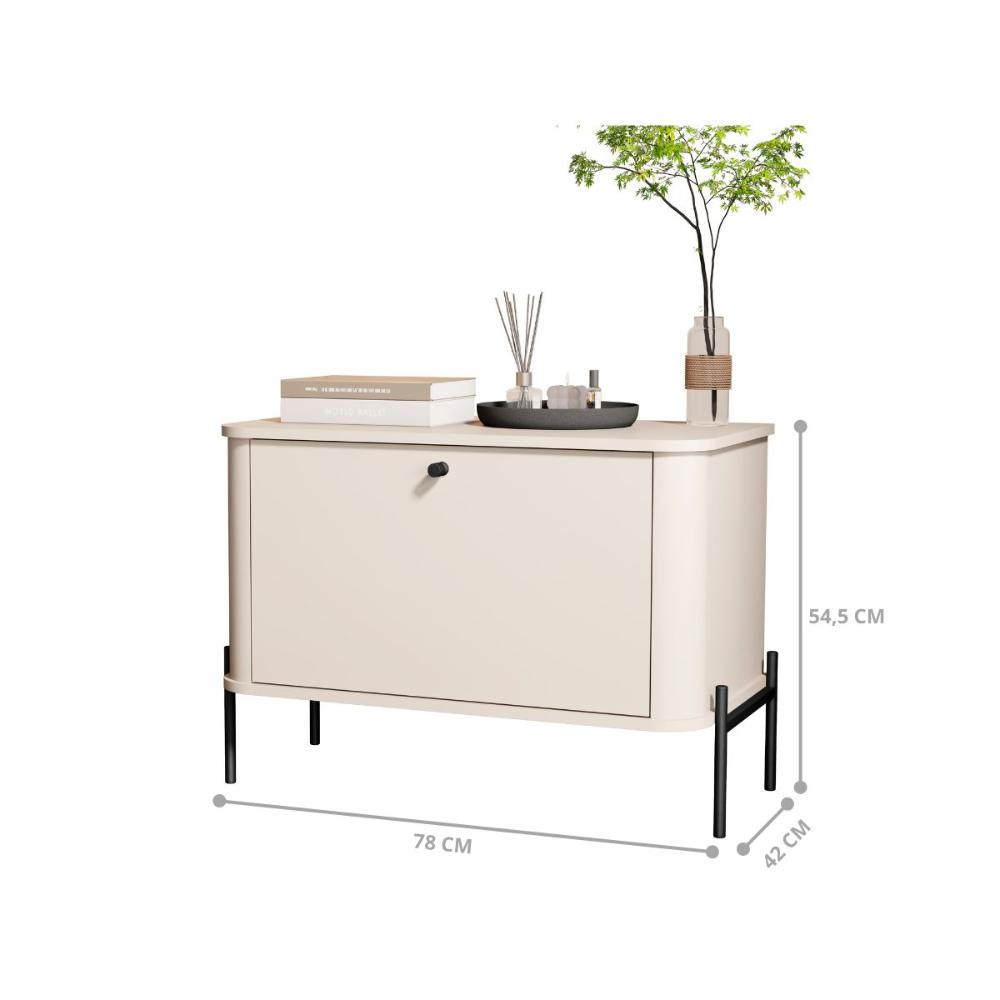 Conjunto Mesa de Cabeceira Albania Off White Preto