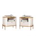 Conjunto Mesa de Cabeceira Malta Off White Nature Bronze
