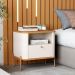 Conjunto Mesa de Cabeceira Malta Off White Nature Bronze
