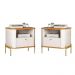 Conjunto Mesa de Cabeceira Malta Off White Nature Dourado