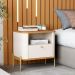 Conjunto Mesa de Cabeceira Malta Off White Nature Dourado
