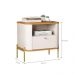 Conjunto Mesa de Cabeceira Malta Off White Nature Dourado