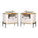Conjunto Mesa de Cabeceira Malta Off White Nature Preto