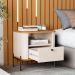 Conjunto Mesa de Cabeceira Malta Off White Nature Preto