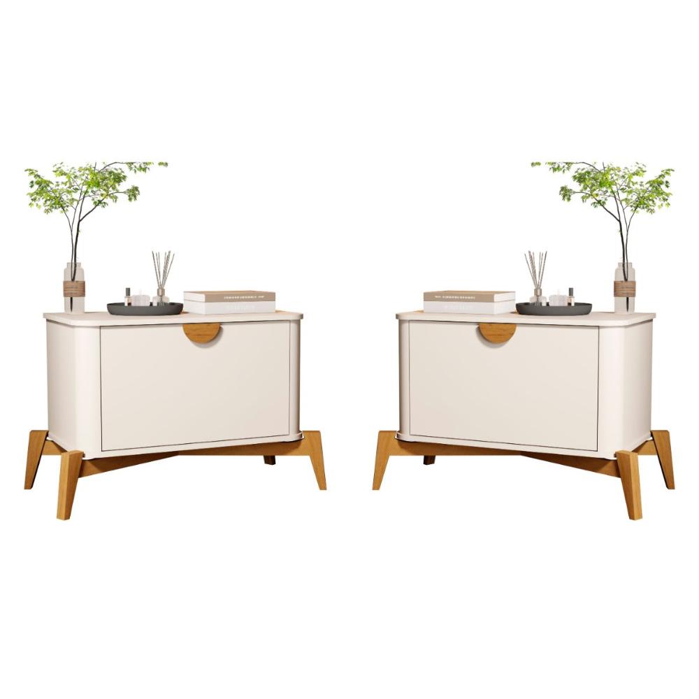 Conjunto Mesa de Cabeceira San Marino Off White
