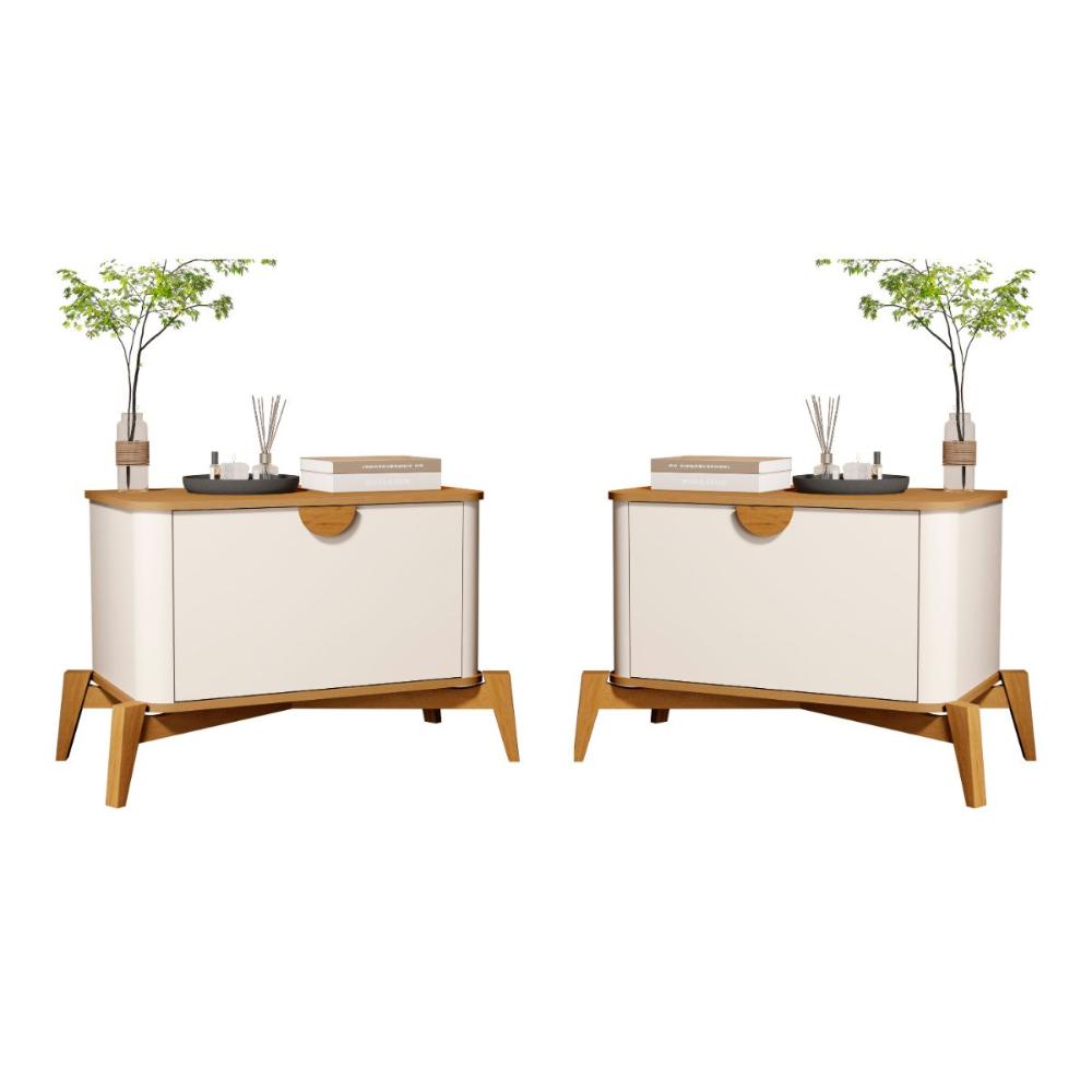 Conjunto Mesa de Cabeceira San Marino Off White Nature
