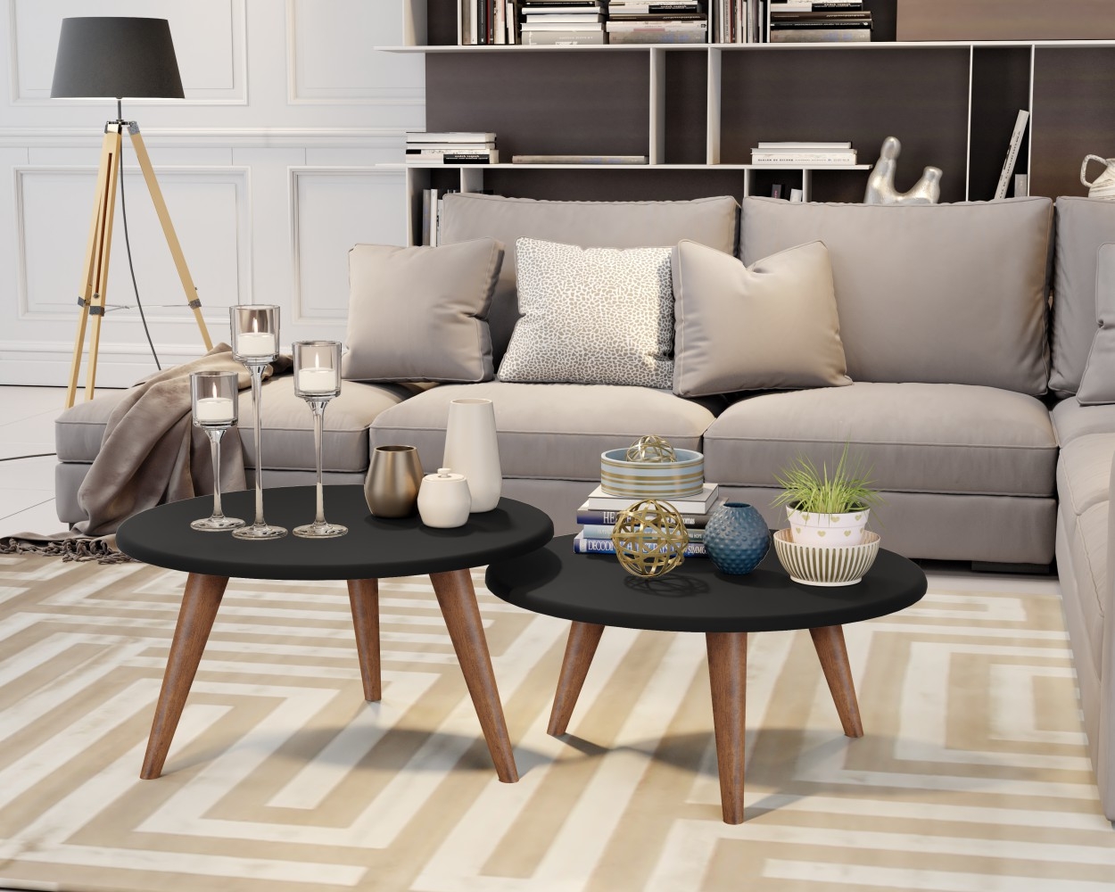 Conjunto Mesa de Centro Evie Preto Fosco
