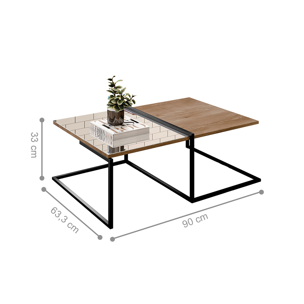Conjunto Mesa de Centro e Aparador Lagos Demolição Preto