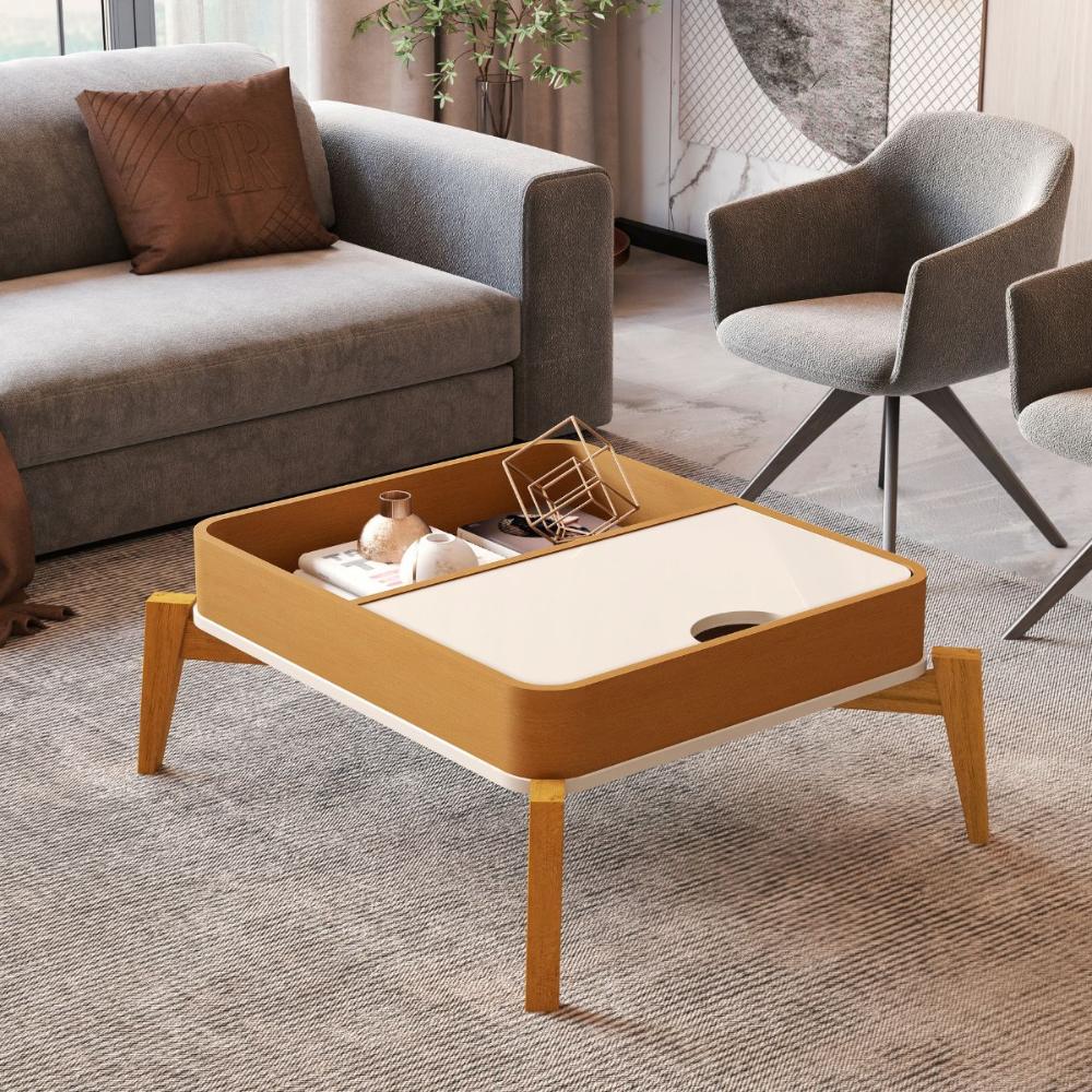 Conjunto Mesa de Centro e Buffet Rogers Off White Nature