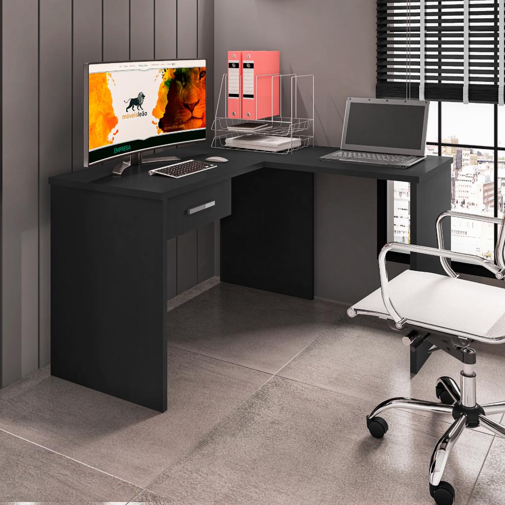 Conjunto Mesa em L e Livreiro Katharine Preto Trama