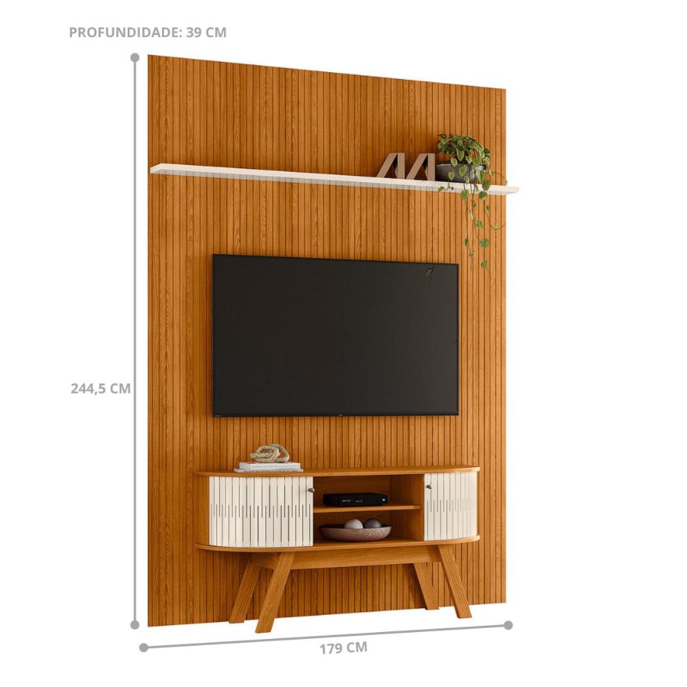 Conjunto Painel e Estante Frostgate Cinamomo Off White