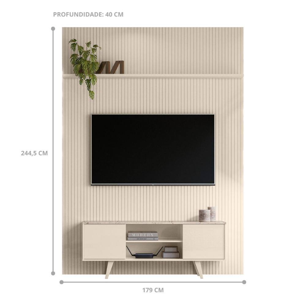 Conjunto Painel e Estante Ironwood Calacata Off White