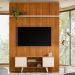 Conjunto Painel e Estante Ironwood Cinamomo Off White