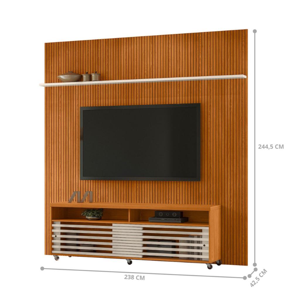 Conjunto Painel e Estante Thundertop Cinamomo Off White