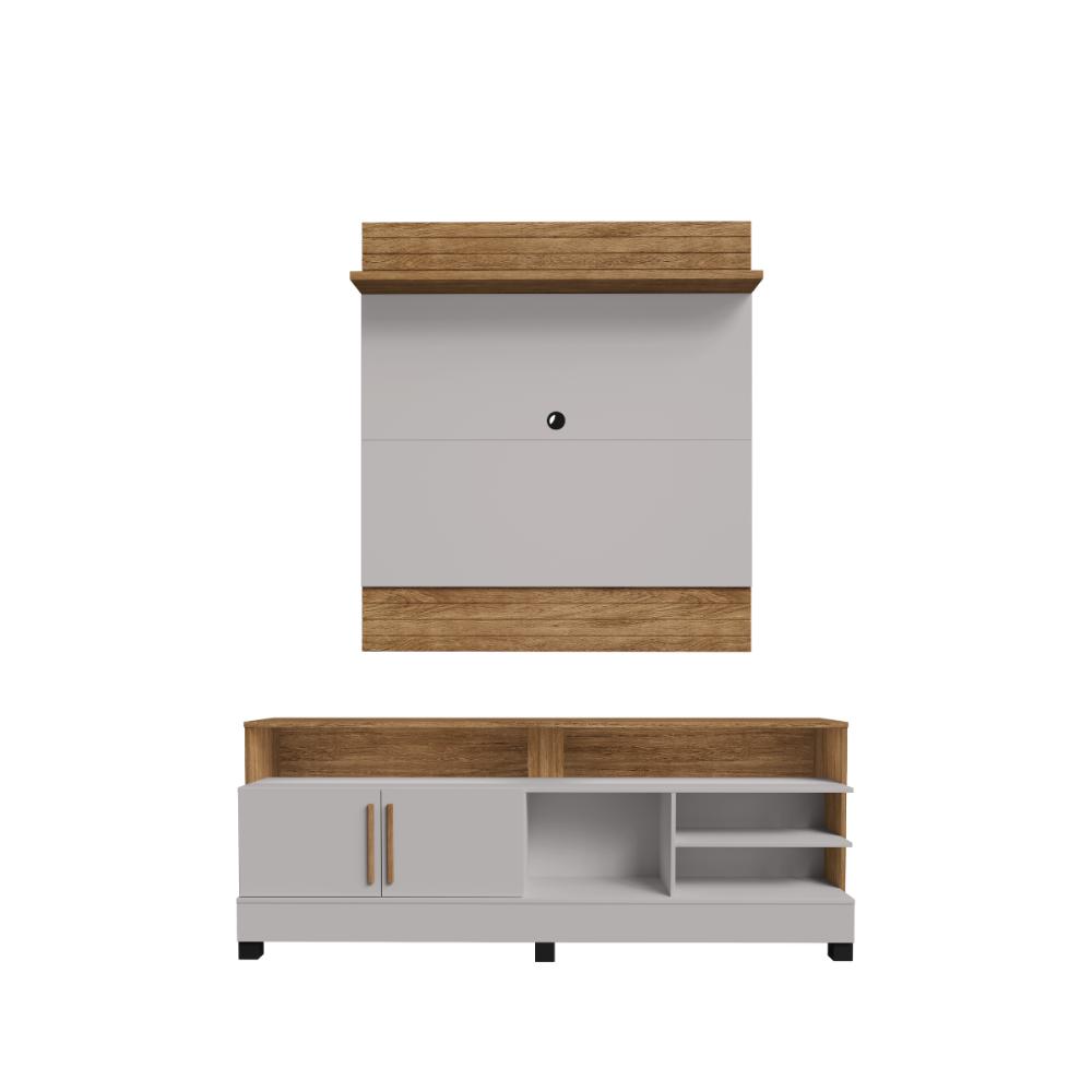 Conjunto Painel e Rack Açucena Cinamomo Off White