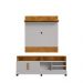 Conjunto Painel e Rack Açucena Naturalle Off White