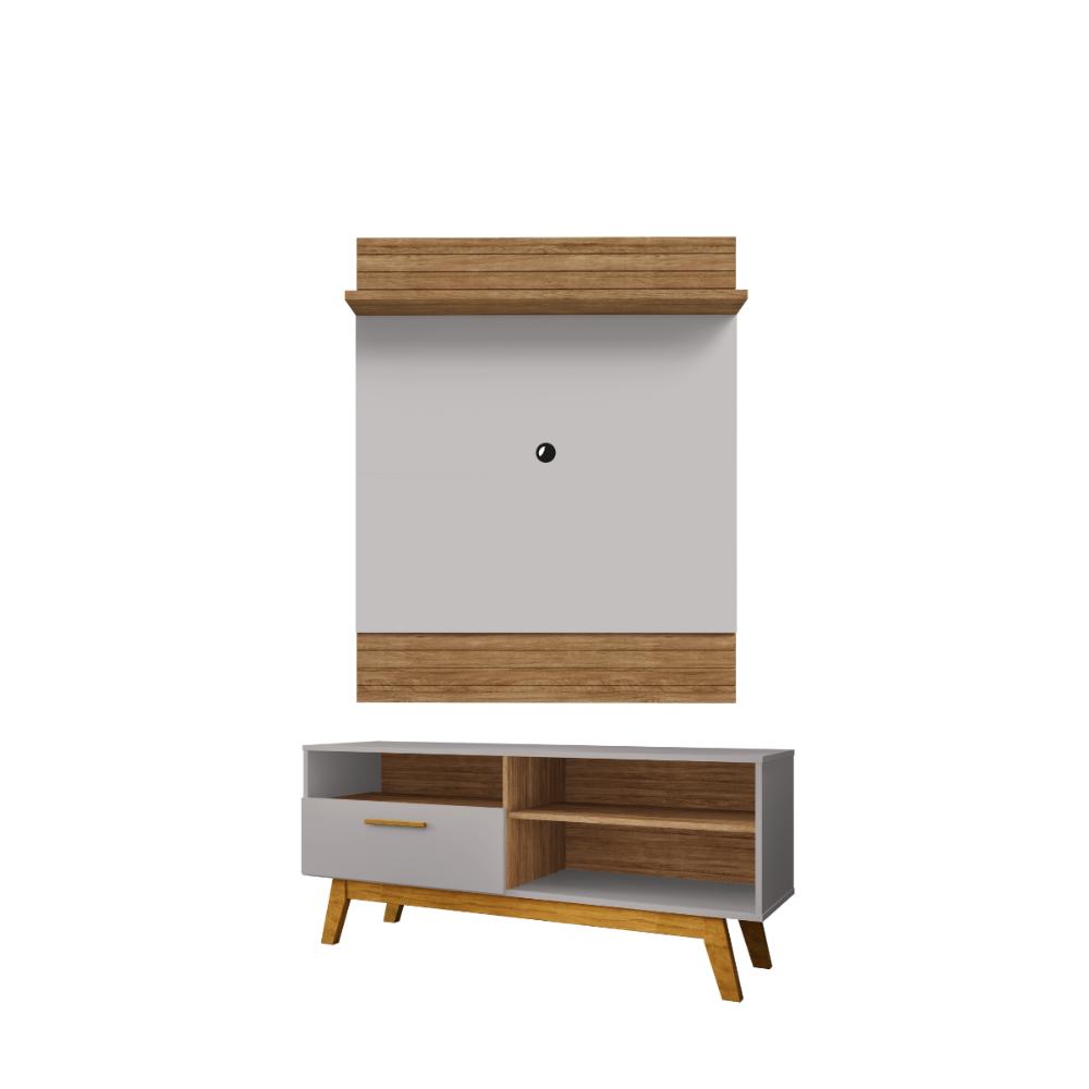 Conjunto Painel e Rack Aurora Cinamomo Off White