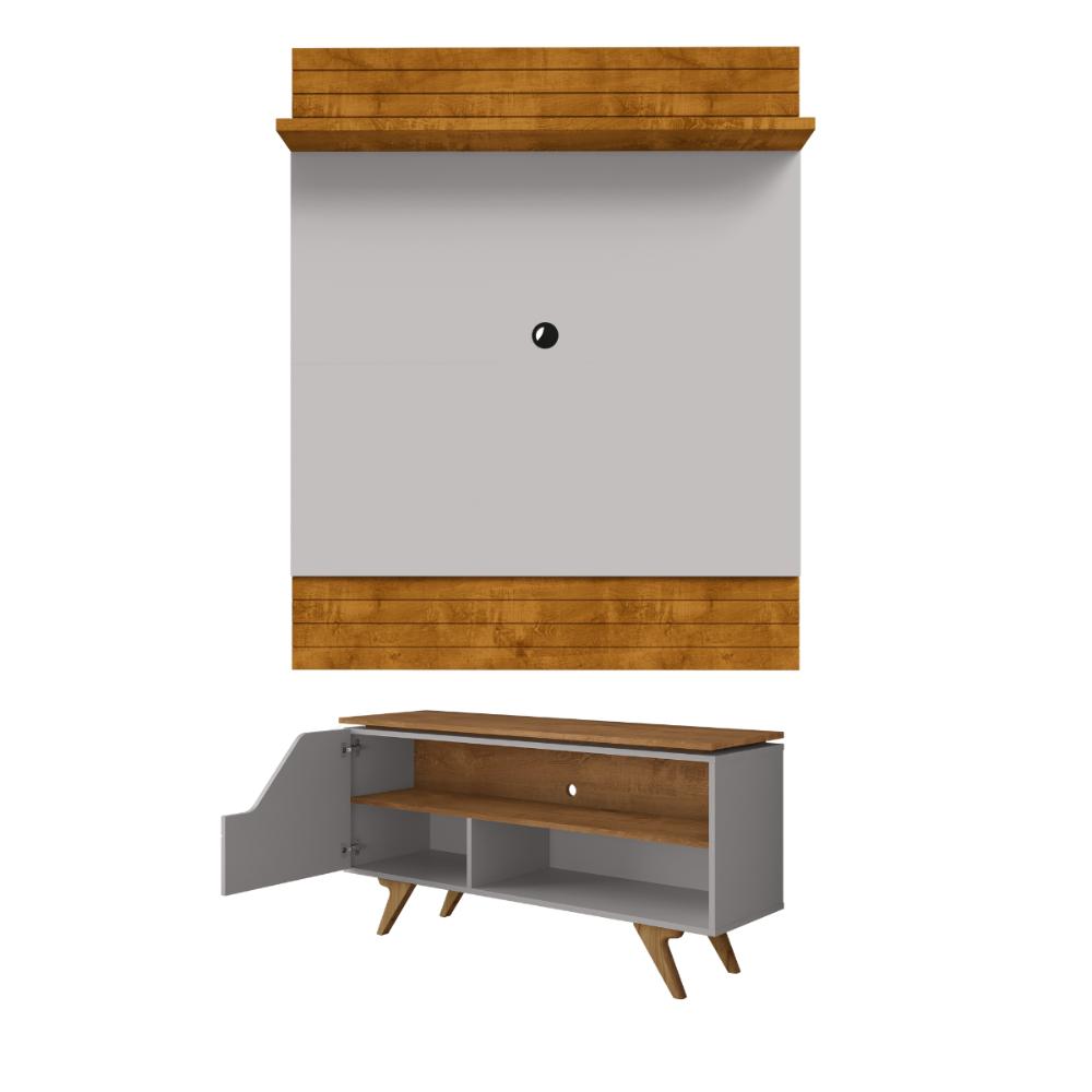 Conjunto Painel e Rack Bochum Naturalle Off White