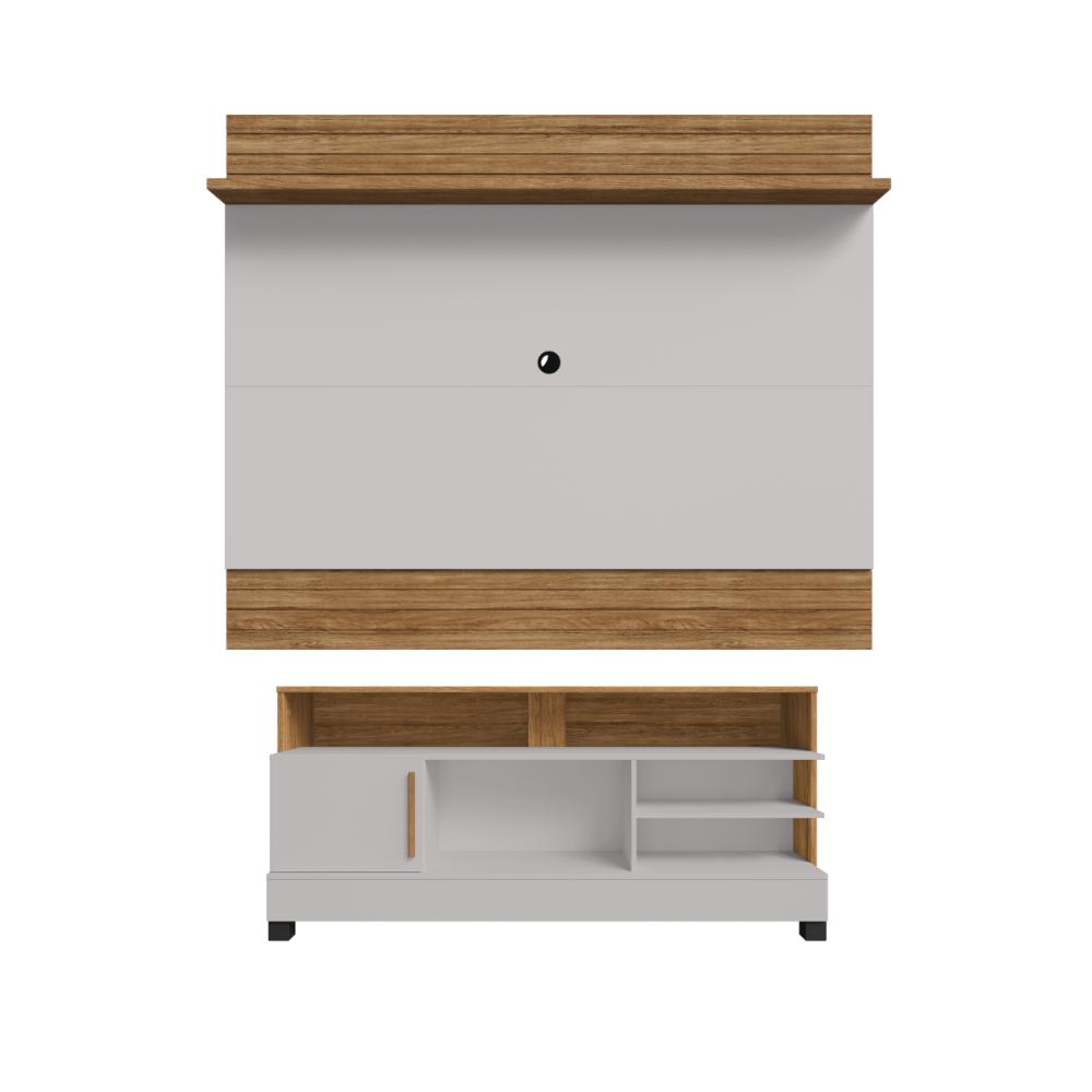 Conjunto Painel e Rack Bolonha Cinamomo Off White